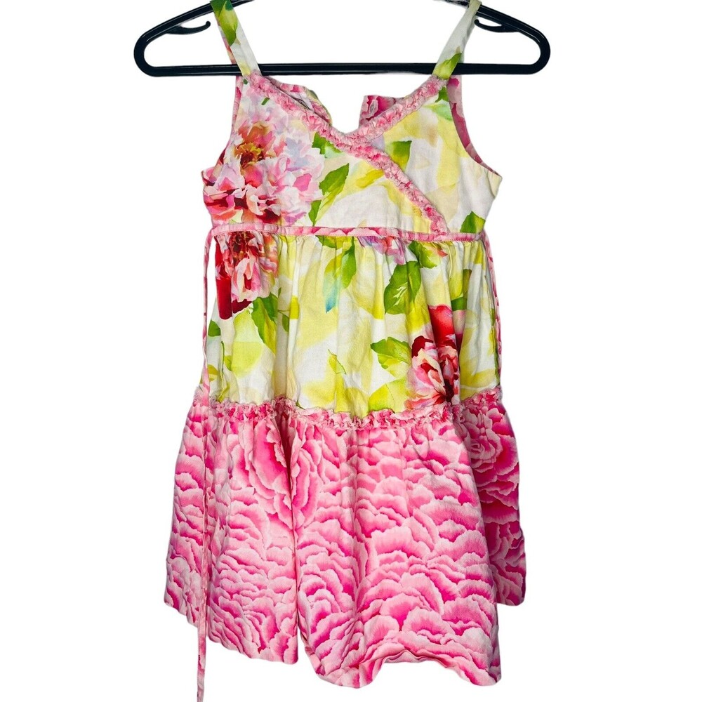Vintage girl dress Plum Pudding 6X Floral Dress Tie Back Cute Strap Dress